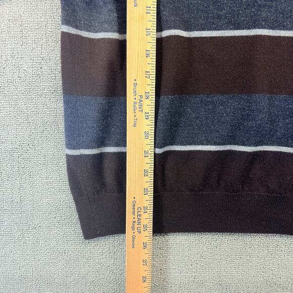 Banana Republic V-Neck Sweater Men's Large Brown Striped Extra Fine Merino Wool - Picture 6 of 8